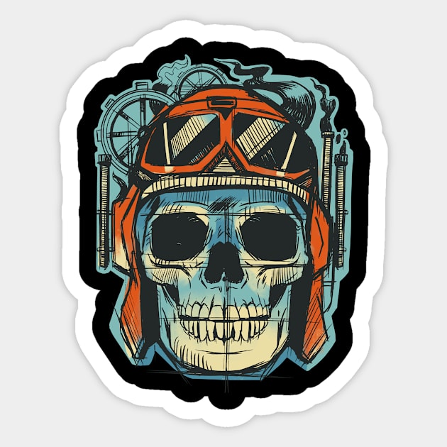 Pilot Skull Funny Aviation Lover Airplane Enthusiast Sticker by Visual Vibes